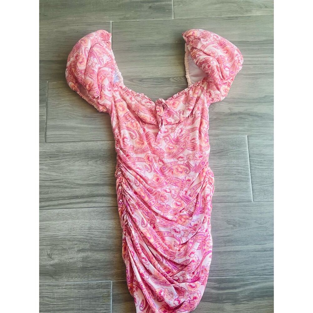 Majorelle Stella Pink Paisley Off Shoulder Mini Dress Size S